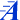 A blue italic serif capital A, twenty pixels square, with two horizontal rules extending left from its crossbar.